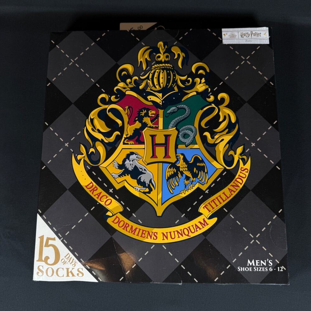Harry Potter 15 Days of Socks Advent Calendar 15pk Men's Shoe Size 6-12 OPEN BOX